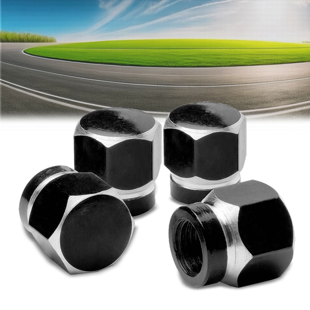 71-R-181-BK BFC 4PCs Universal Hexagonal Style Black Tire Wheel Rim Valve Air Stems Cap