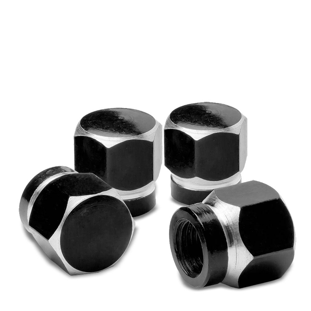 71-R-181-BK BFC 4PCs Universal Hexagonal Style Black Tire Wheel Rim Valve Air Stems Cap