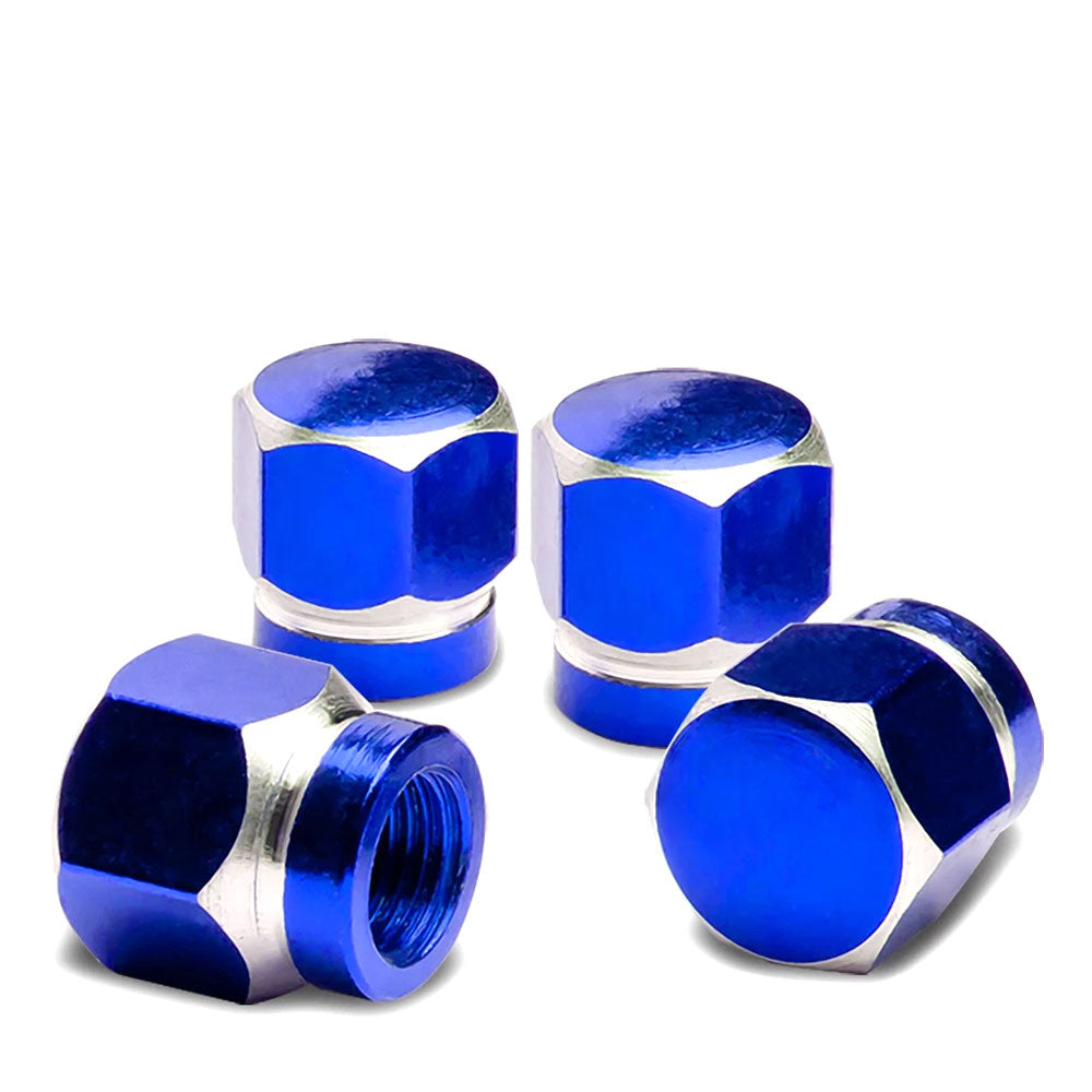 71-R-181-BL BFC 4PCs Universal Hexagonal Style Blue Tire Wheel Rim Valve Air Stems Cap