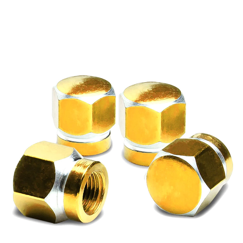 71-R-181-GD BFC 4PCs Universal Hexagonal Style Gold Tire Wheel Rim Valve Air Stems Cap