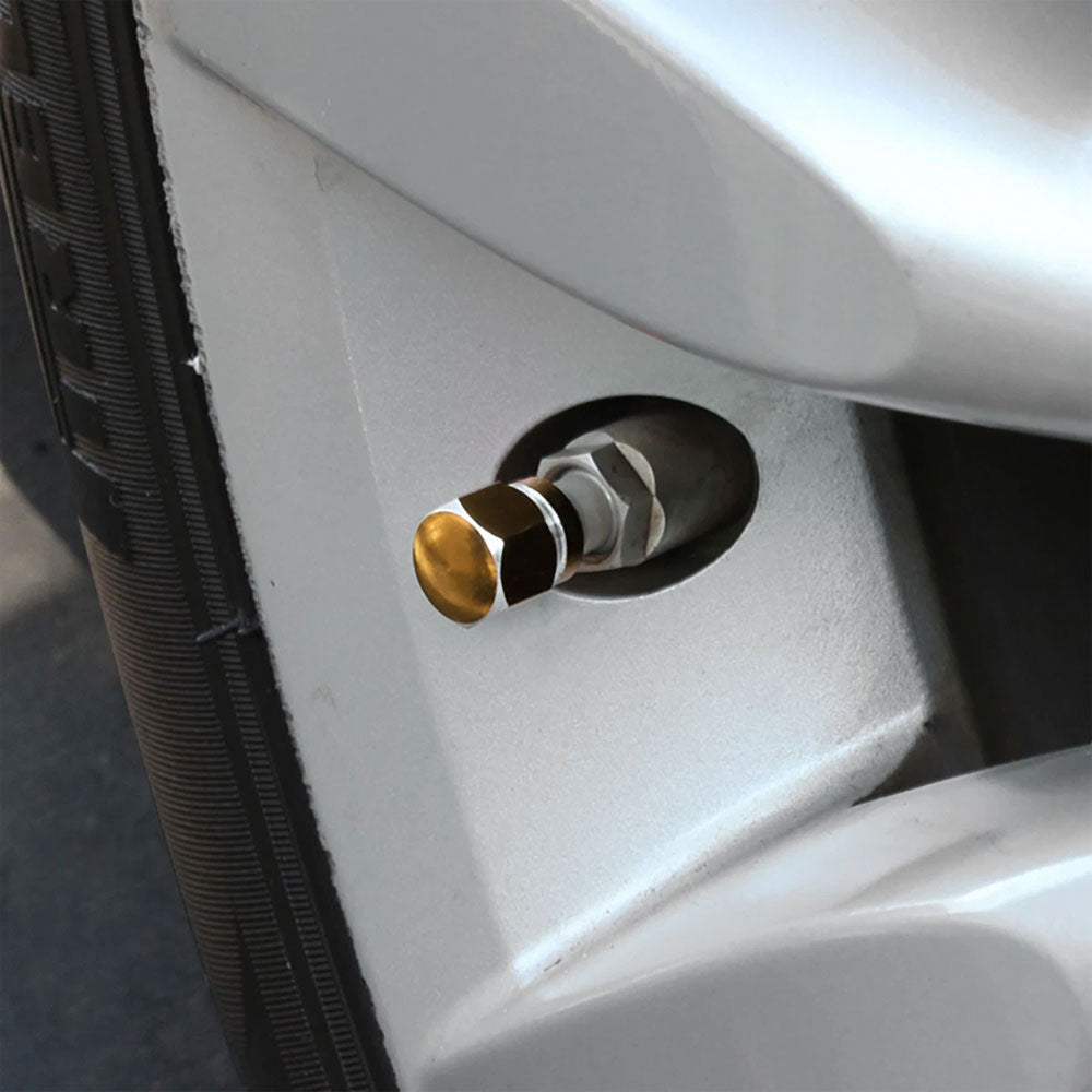 71-R-181-GD BFC 4PCs Universal Hexagonal Style Gold Tire Wheel Rim Valve Air Stems Cap