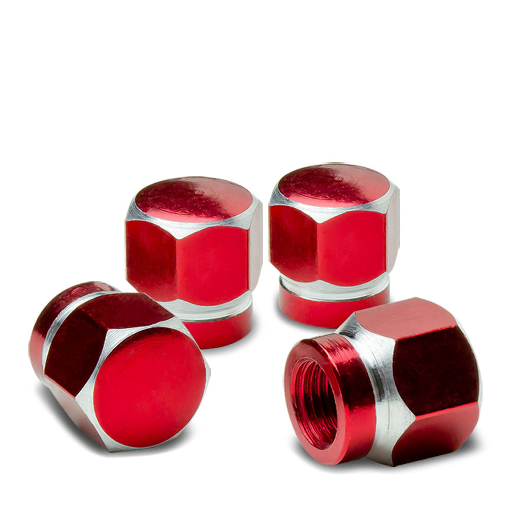 71-R-181-RD BFC 4PCs Universal Hexagonal Style Red Tire Wheel Rim Valve Air Stems Cap
