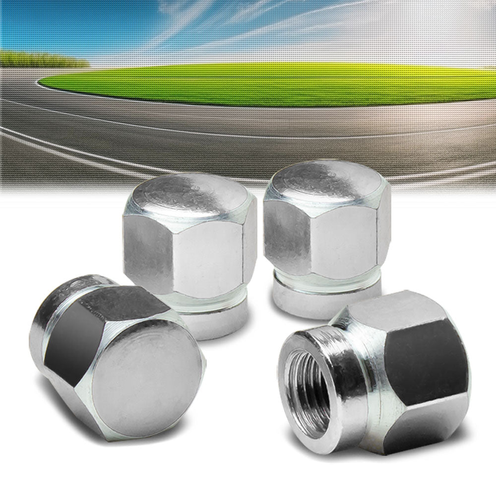 71-R-181-SL BFC 4PCs Universal Hexagonal Style Silver Tire Wheel Rim Valve Air Stems Cap
