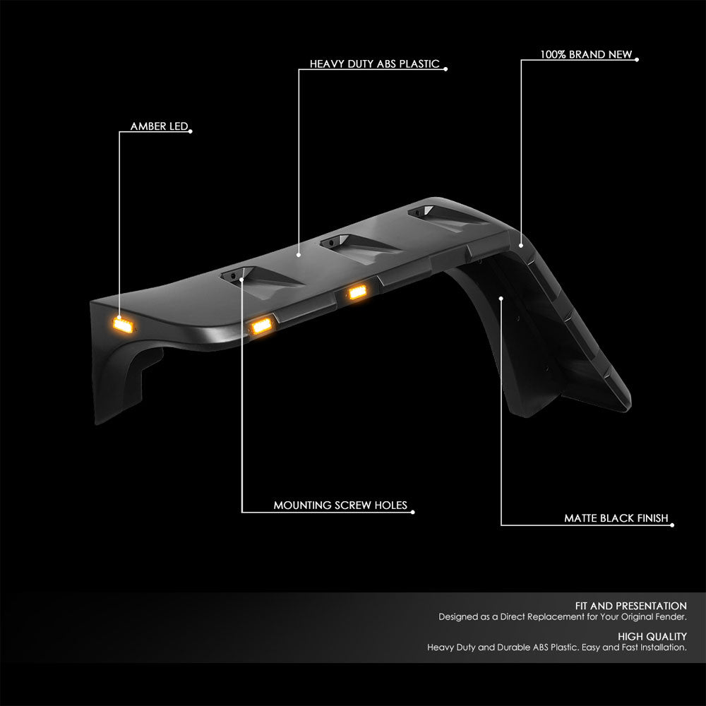 BFC-WFENDER-81011-MBK 4PCs Black Matte Pocket Style Wheel Fender Flares For 07-18 Jeep Wrangler JK