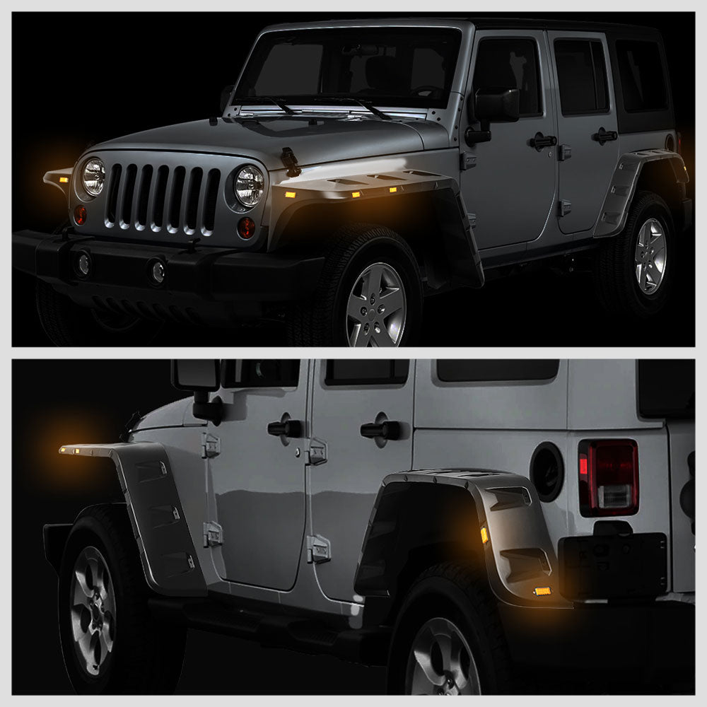 BFC-WFENDER-81011-MBK 4PCs Black Matte Pocket Style Wheel Fender Flares For 07-18 Jeep Wrangler JK