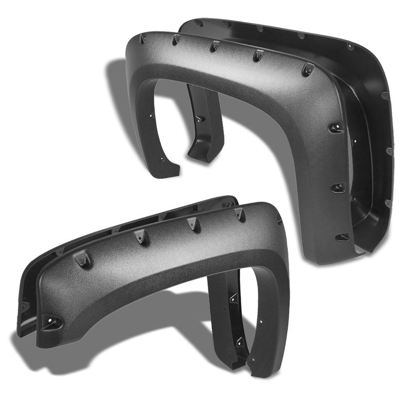 M.Black Pocket-Rivet T1 Wheel Fender Flare For 07-13 Silverado 1500 97.6-78" Bed