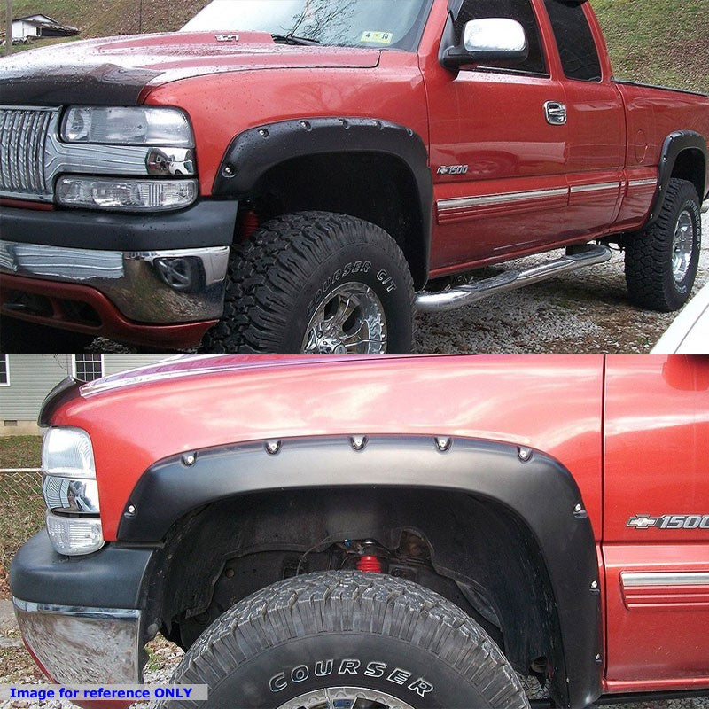 M.Black Pocket-Rivet T1 Wheel Fender Flare For 07-13 Silverado 1500 97.6-78" Bed