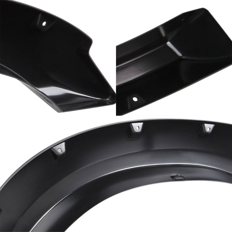 Matte BlackPocket-Rivet T1 Wheel Fender Flare For 10-17 Ram 2500 76.3"/98.3" Bed