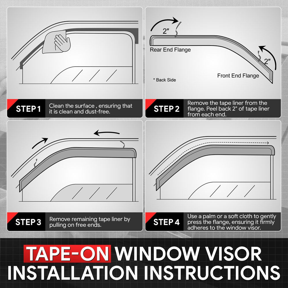 Smoke Tinted Side Window Wind/Rain Vent Deflectors Visors for Hyundai Santa Fe