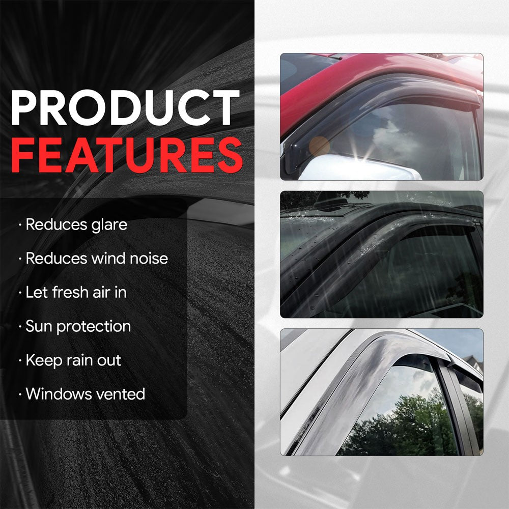 Smoke Tinted Side Window Wind/Rain Vent Deflectors Visors for Hyundai Santa Fe
