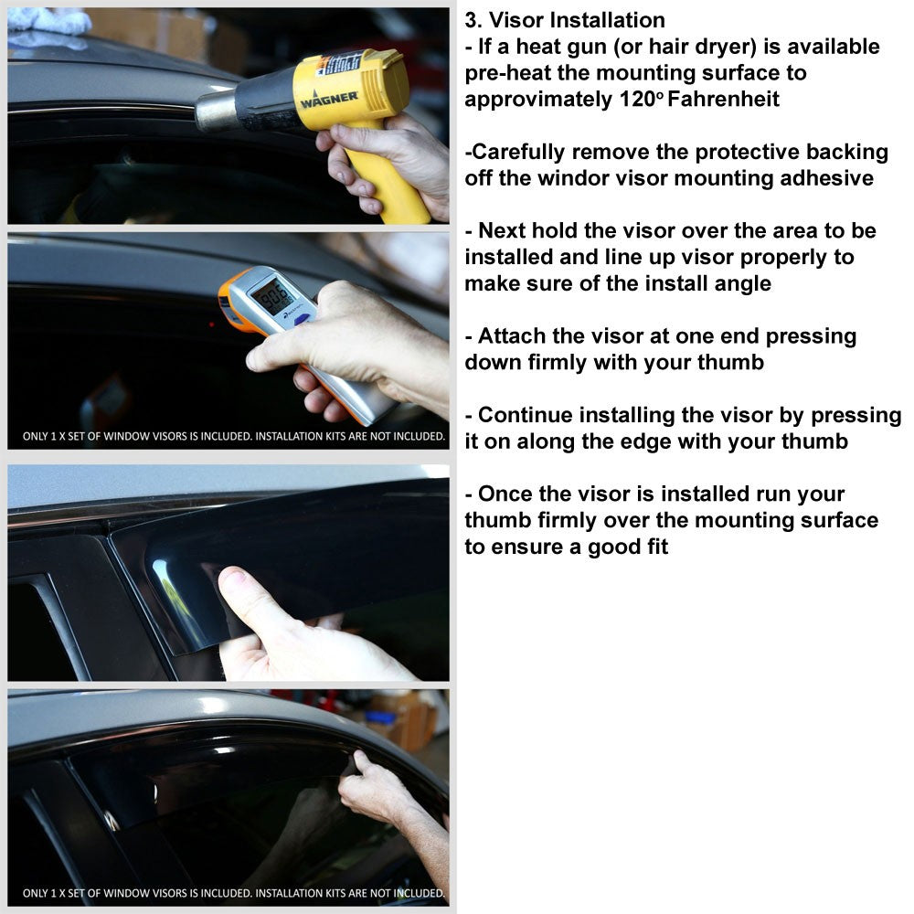 Tinted Side Window Wind/Rain Vent Deflectors Visors Guard for 09-15 Pilot 4DR