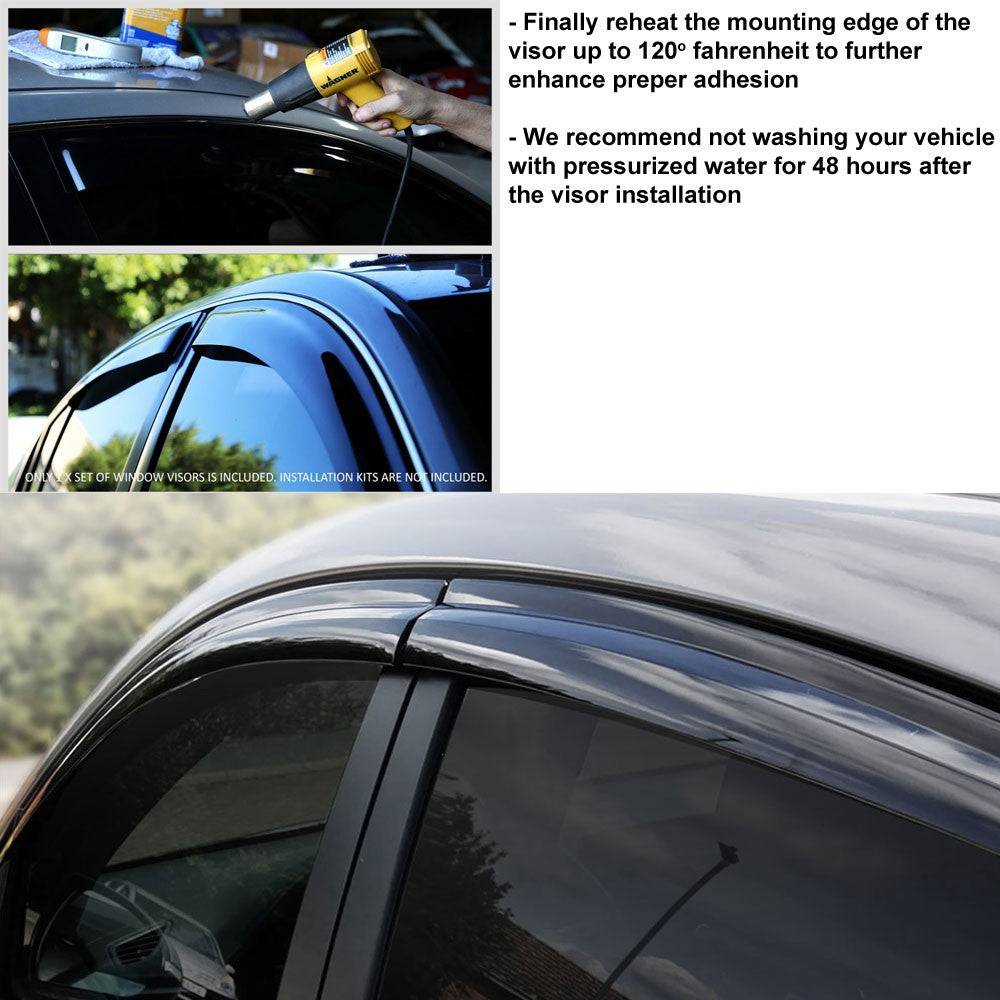 Smoke Tinted Side Window Wind/Rain Vent Deflector Visors Guard for Ford Mustang