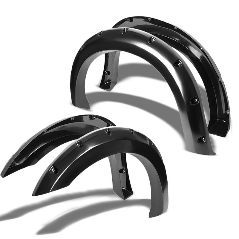 Black ABS Pocket-Riveted Wheel Fender Flares For 99-07 Ford F-250/F-350/F-450