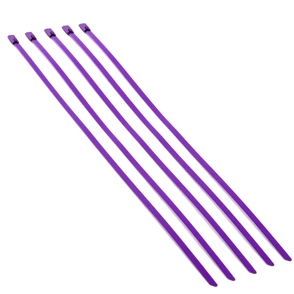 BFC-ZTIE-12-5-PP Purple 5PCs Stainless Steel 12" Length Zip Ties Cable (Exhaust/Pipe/Wrapping)
