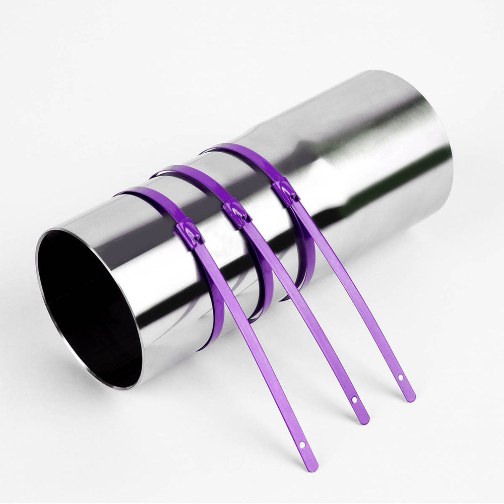 BFC-ZTIE-12-5-PP Purple 5PCs Stainless Steel 12" Length Zip Ties Cable (Exhaust/Pipe/Wrapping)
