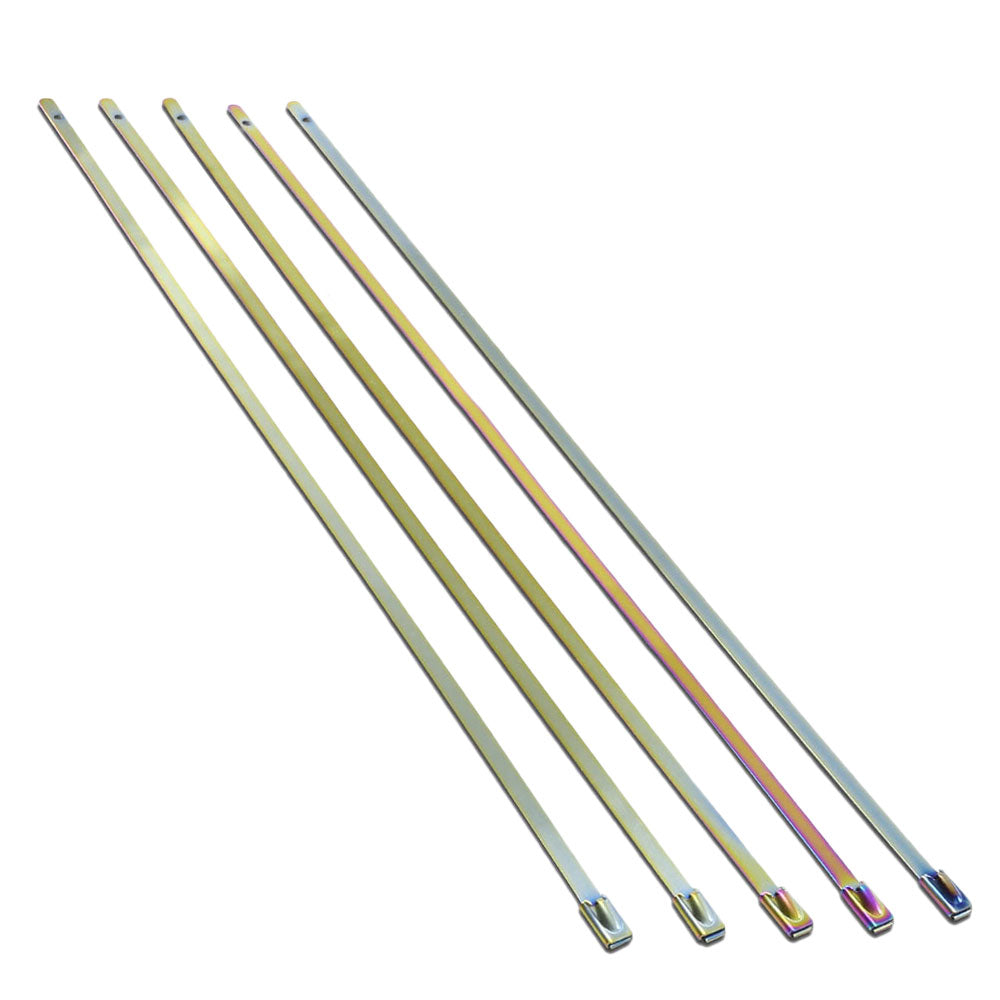 BFC-ZTIE-12-5-RP Iridium 5PCs Stainless Steel 12" Length Zip Ties Cable (Exhaust/Pipe/Wrapping)