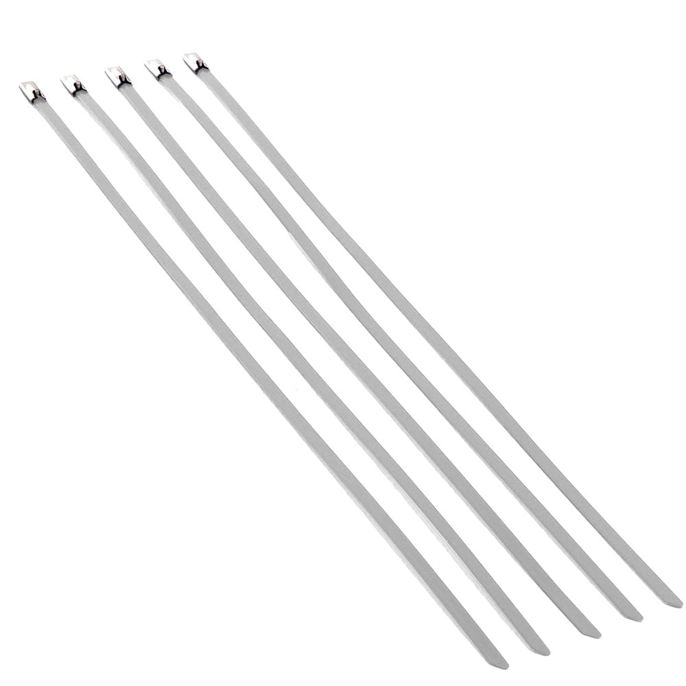 BFC-ZTIE-12-5-SL Silver 5PCs Stainless Steel 12" Length Zip Ties Cable (Exhaust/Pipe/Wrapping)