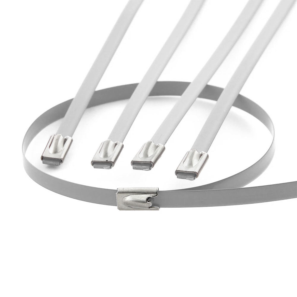 BFC-ZTIE-12-5-SL Silver 5PCs Stainless Steel 12" Length Zip Ties Cable (Exhaust/Pipe/Wrapping)