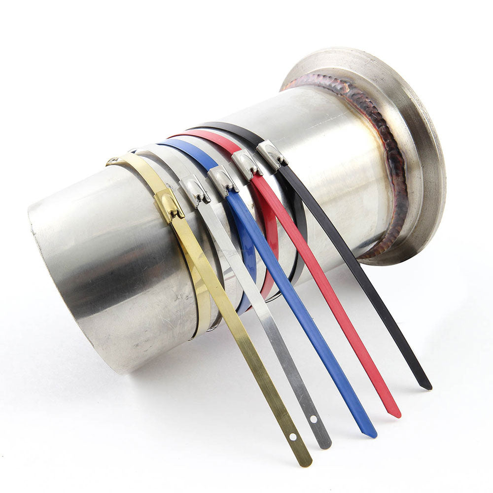 BFC-ZTIE-12-5-SL Silver 5PCs Stainless Steel 12" Length Zip Ties Cable (Exhaust/Pipe/Wrapping)