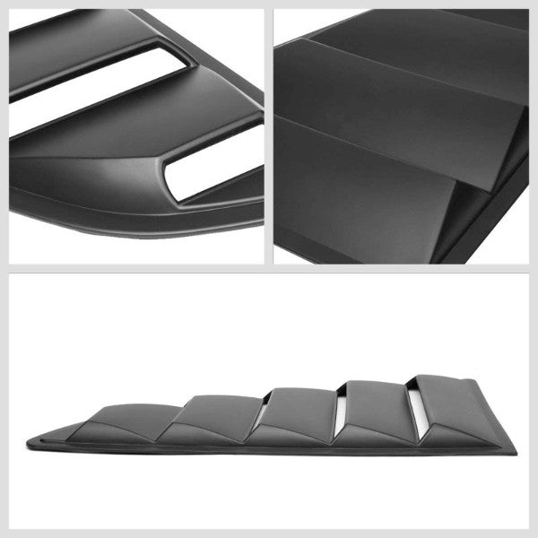 3PC Matte Black Window Louver Rear+Side Scoop Cover For 15-18 Ford Mustang Coupe