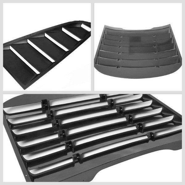 3PC Matte Black Window Louver Rear+Side Scoop Cover For 15-18 Ford Mustang Coupe