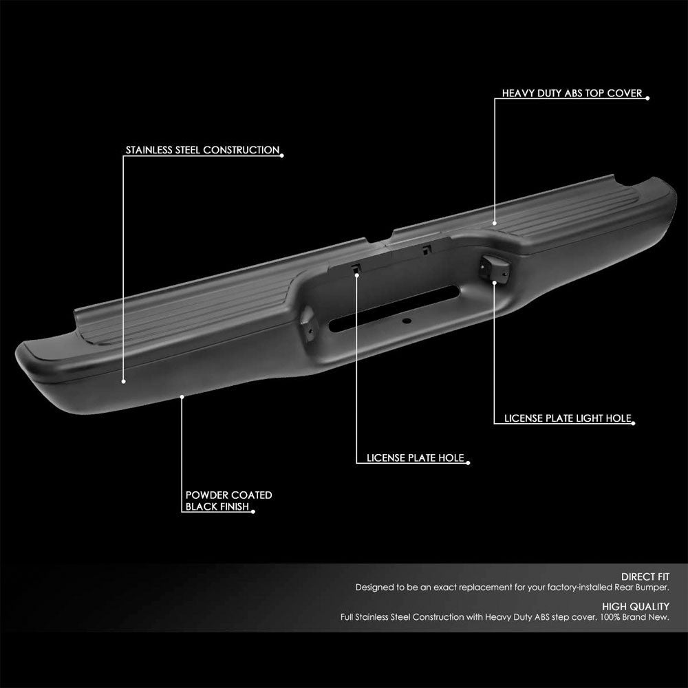 Black Primed ABS Plastic/Steel Rear Bumper Assembly w/Step For 95-04 Tacoma
