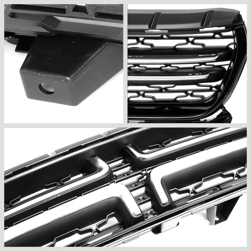 Black Body/Chrome Trim Front Grille For 15-18 Dodge Charger 3.6L/5.7L/6.4L