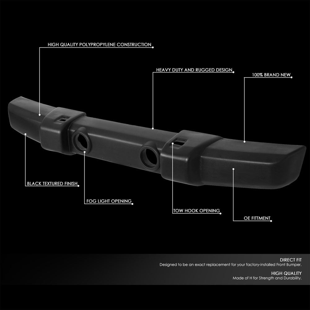 Bolt-On Black Front Bumper w/Fog Light Hole Tow Hook Hole For 07-18 Wrangler JK