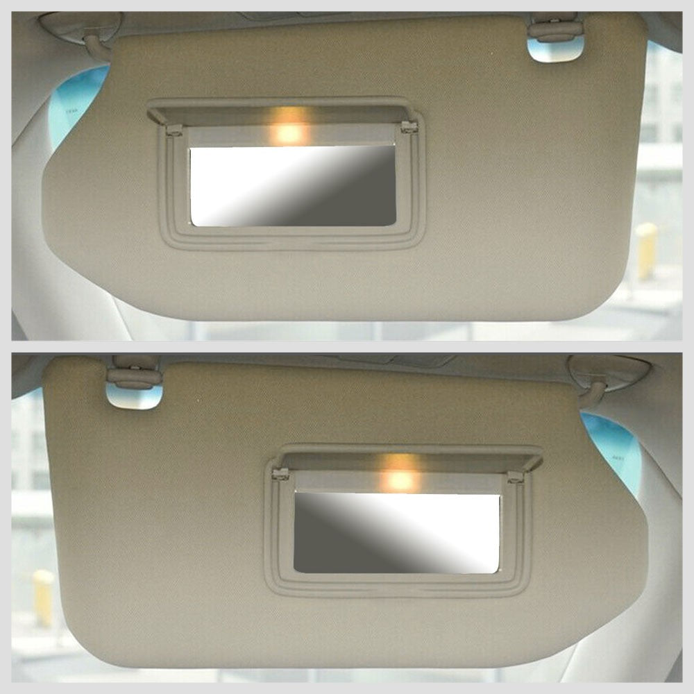 Bolt-On Driver & Passenger Side Beige Sun Visor w/Vanity Light For 14-19 QX60