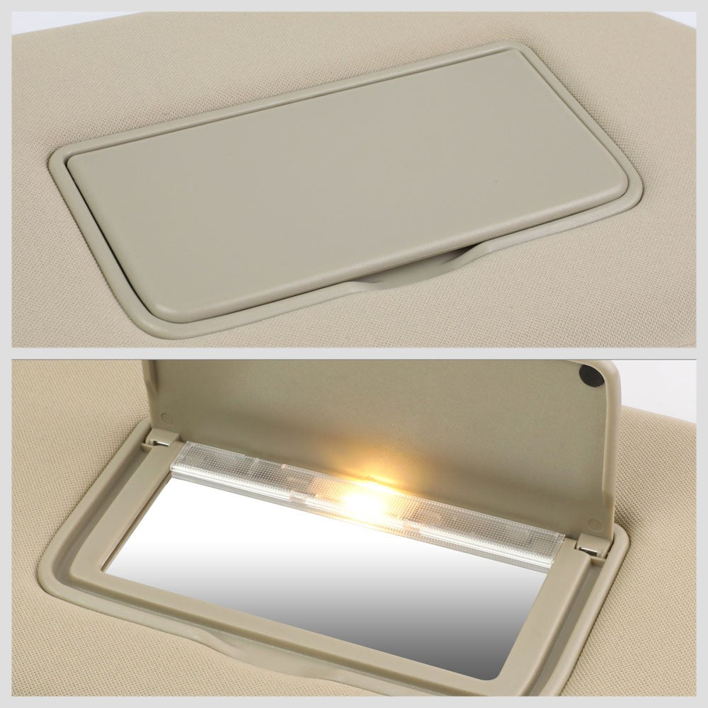 Bolt-On Driver & Passenger Side Beige Sun Visor w/Vanity Light For 14-19 QX60