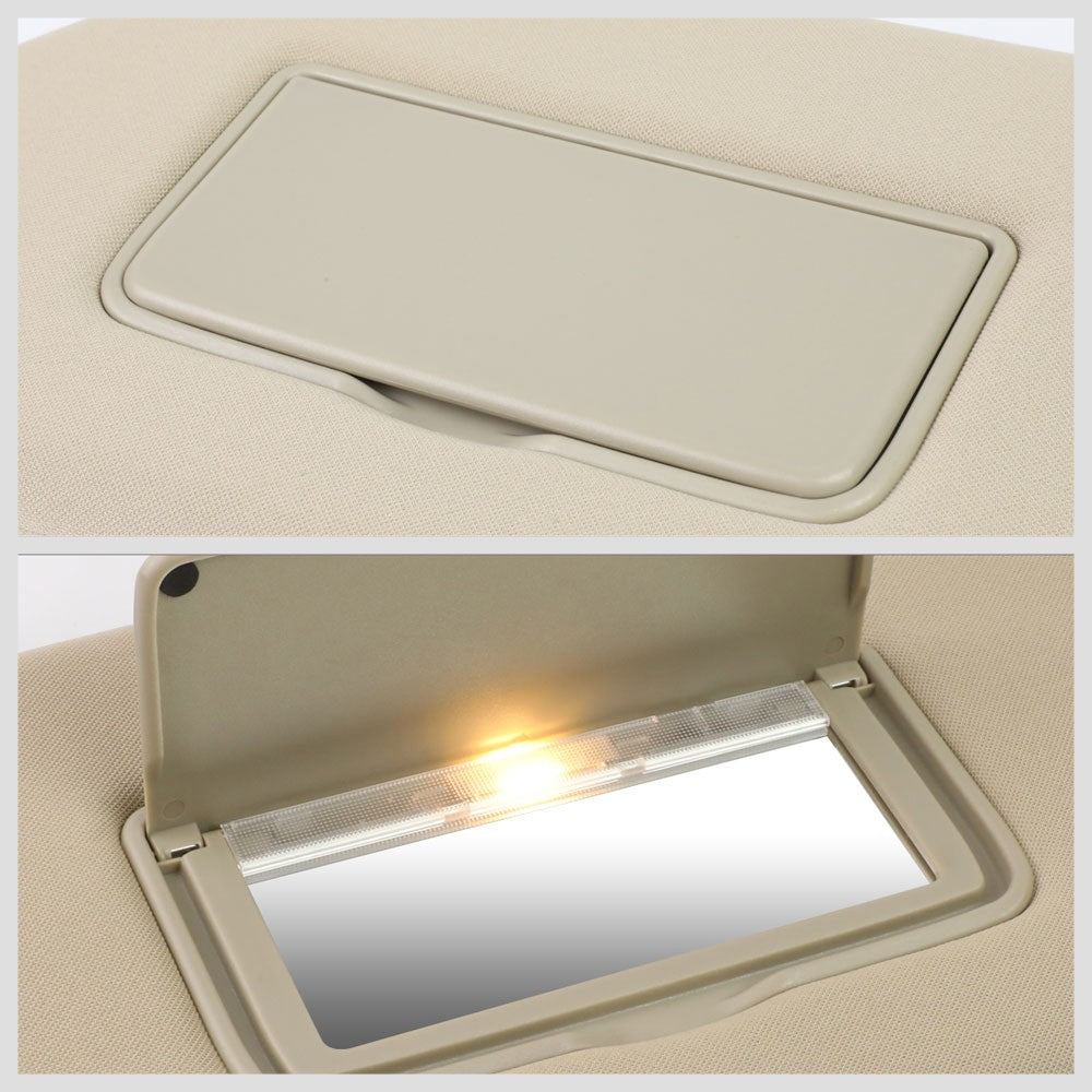 Bolt-On Left (Driver Side) Beige Sun Visor w/Vanity Light For 14-19 QX60