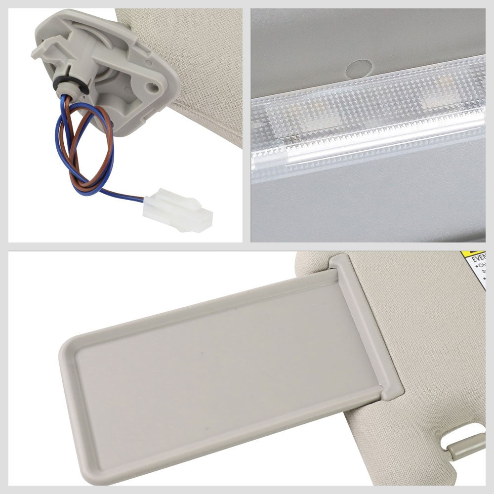 Bolt-On Right Passenger Side Grey Sun Visor w/Vanity Light For 13-19 Pathfinder