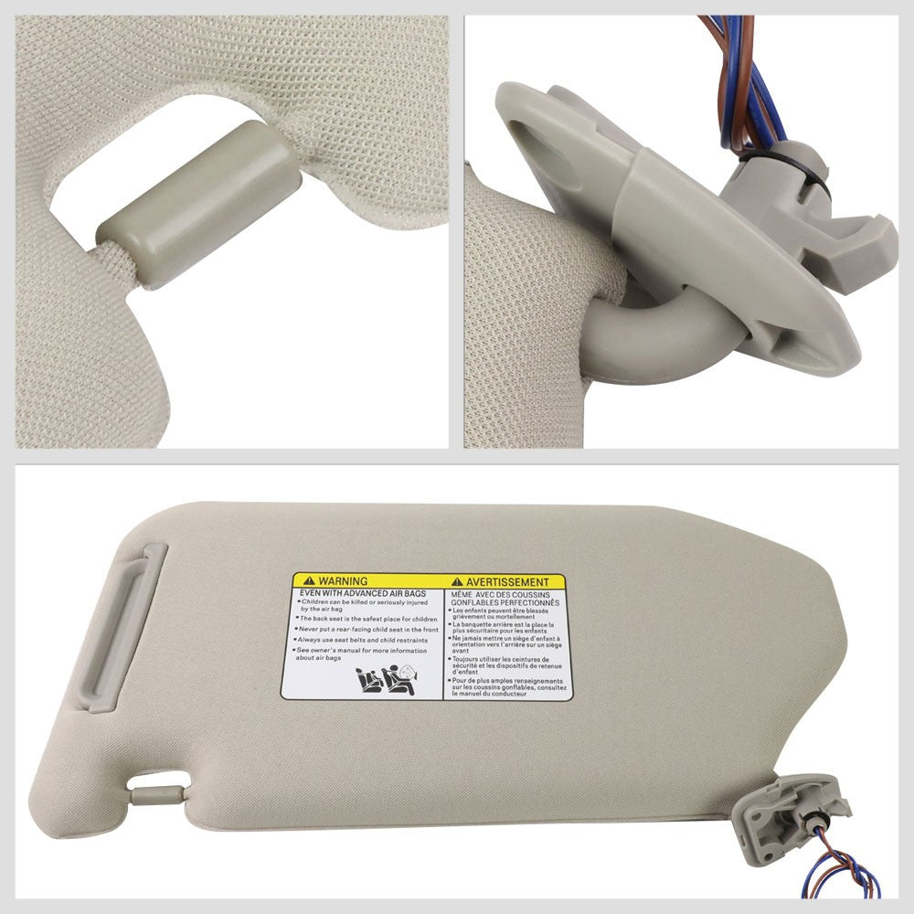 Bolt-On Right Passenger Side Grey Sun Visor w/Vanity Light For 13-19 Pathfinder