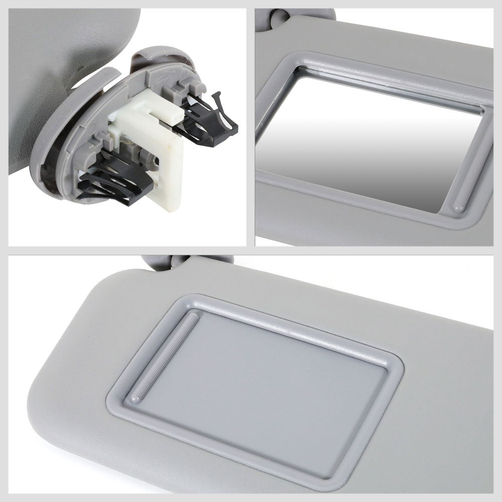 Bolt-On Left Driver Grey Sun Visor w/Vanity Light For 06-12 Toyota RAV4