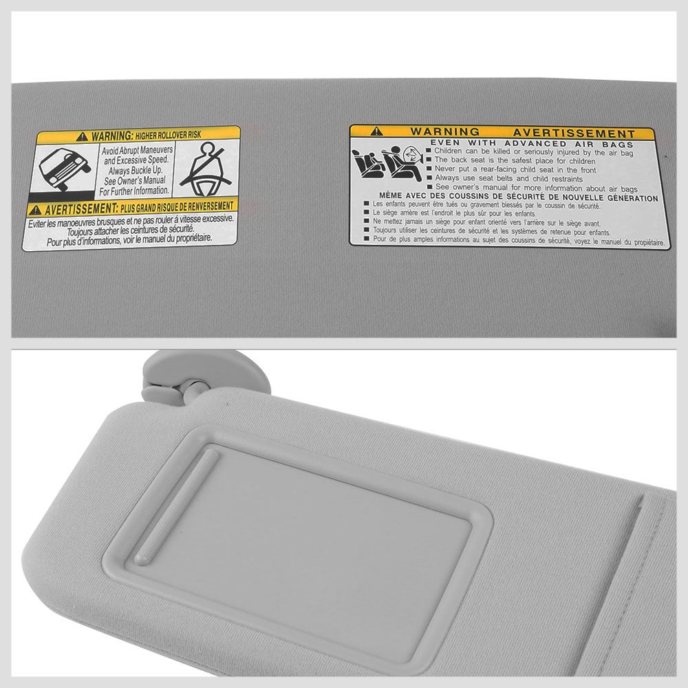 Bolt-On Driver & Passenger Grey Sun Visor w/Vanity Light For 09-16 Toyota Venza