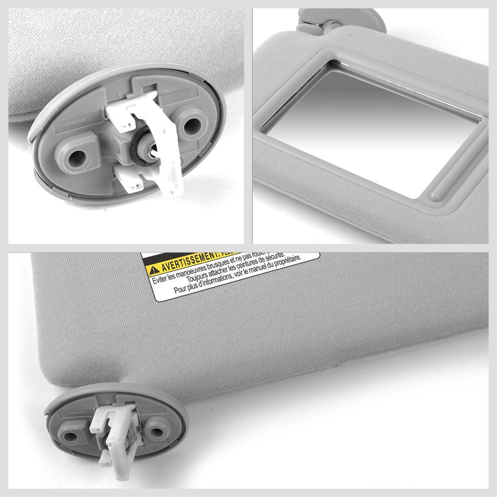 Bolt-On Left (Driver Side) Grey Sun Visor w/Vanity Light For 09-16 Toyota Venza