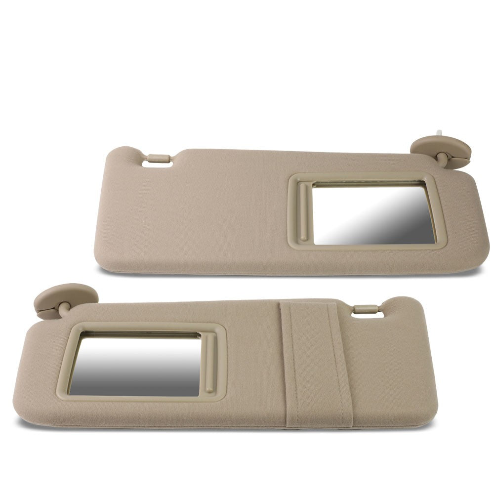 Bolt-On Driver/Passenger Beige Sun Visor w/Vanity Light For 09-16 Toyota Venza