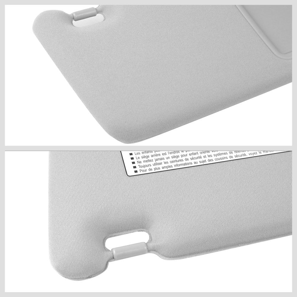 Bolt-On Right (Passenger) Grey Sun Visor w/Vanity Light For 09-16 Toyota Venza