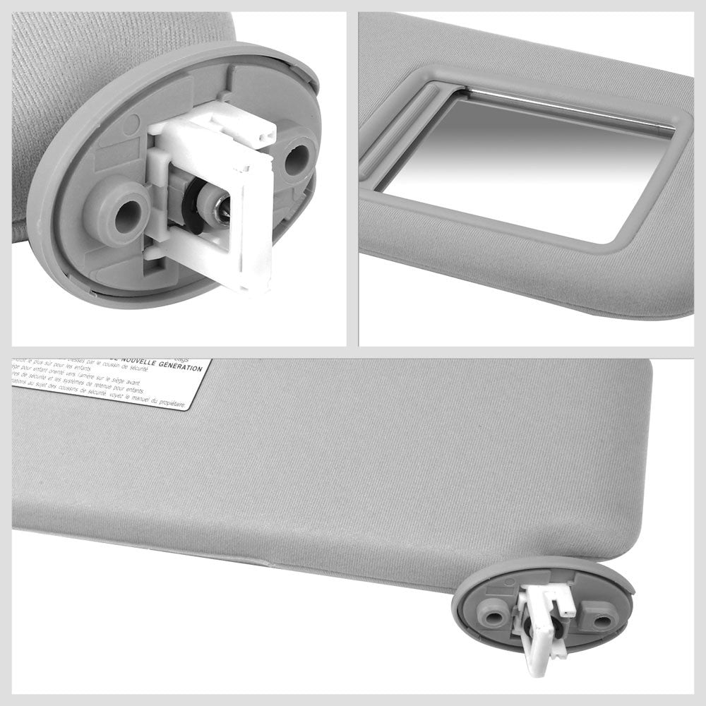 Bolt-On Right (Passenger) Grey Sun Visor w/Vanity Light For 09-16 Toyota Venza