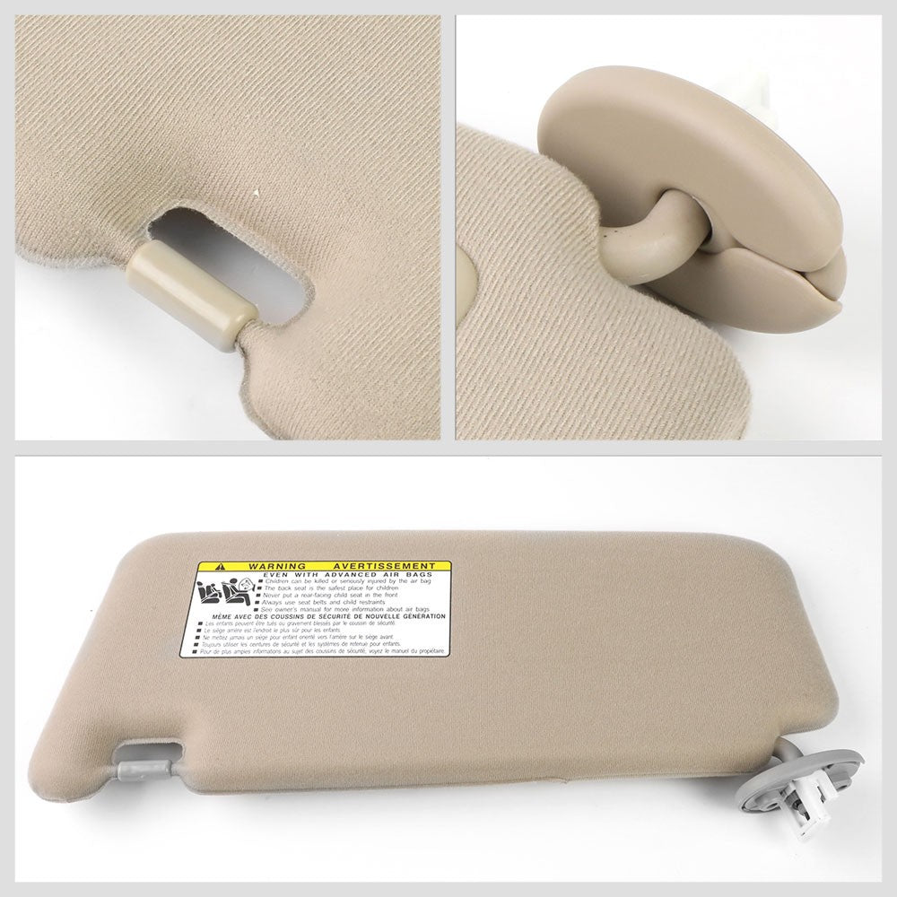 Bolt-On Right (Passenger) Beige Sun Visor w/Vanity Light For 09-16 Toyota Venza