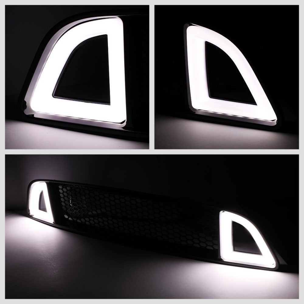 Front Upper Honeycomb Mesh LED DRL Front Grille For 13-14 Mustang Base & GT Trim