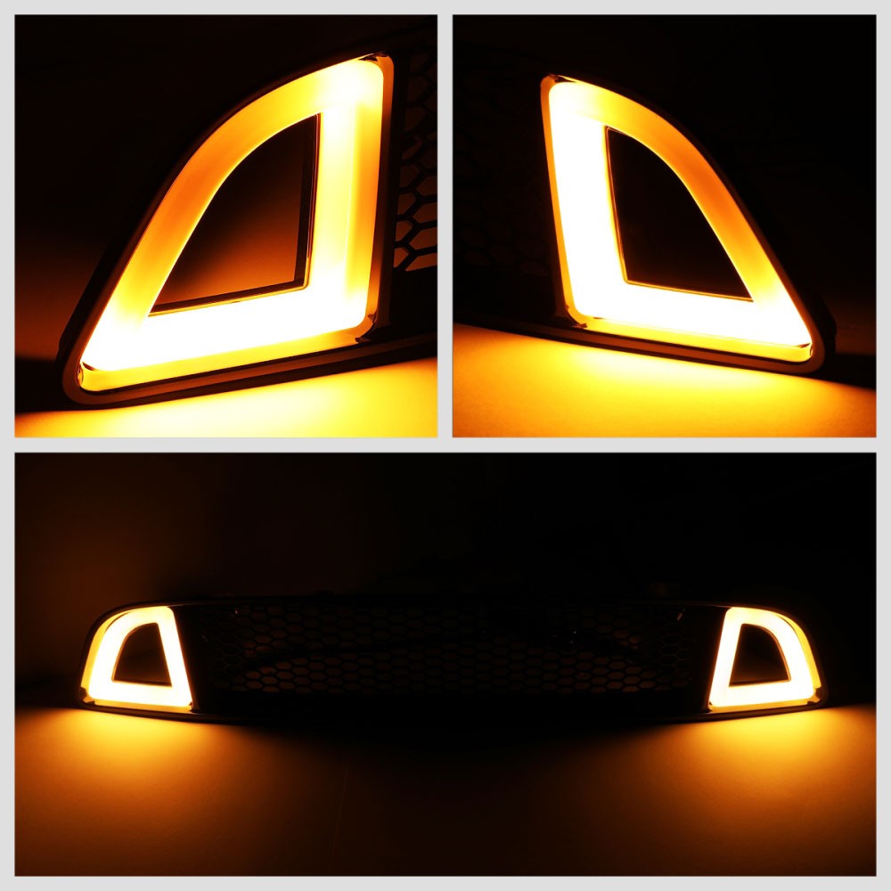 Front Upper Honeycomb Mesh LED DRL Front Grille For 13-14 Mustang Base & GT Trim
