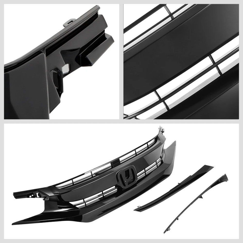 BFC-FGR-1-0183-OE Glossy Black OE Style Front Grille For 16-18 Honda Civic Coupe/Sedan/Hatchback