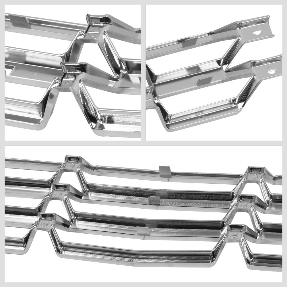 Front Up/Down Chrome Grille Insert Honeycomb For 16-18 Silverado 1500 LS LT WT