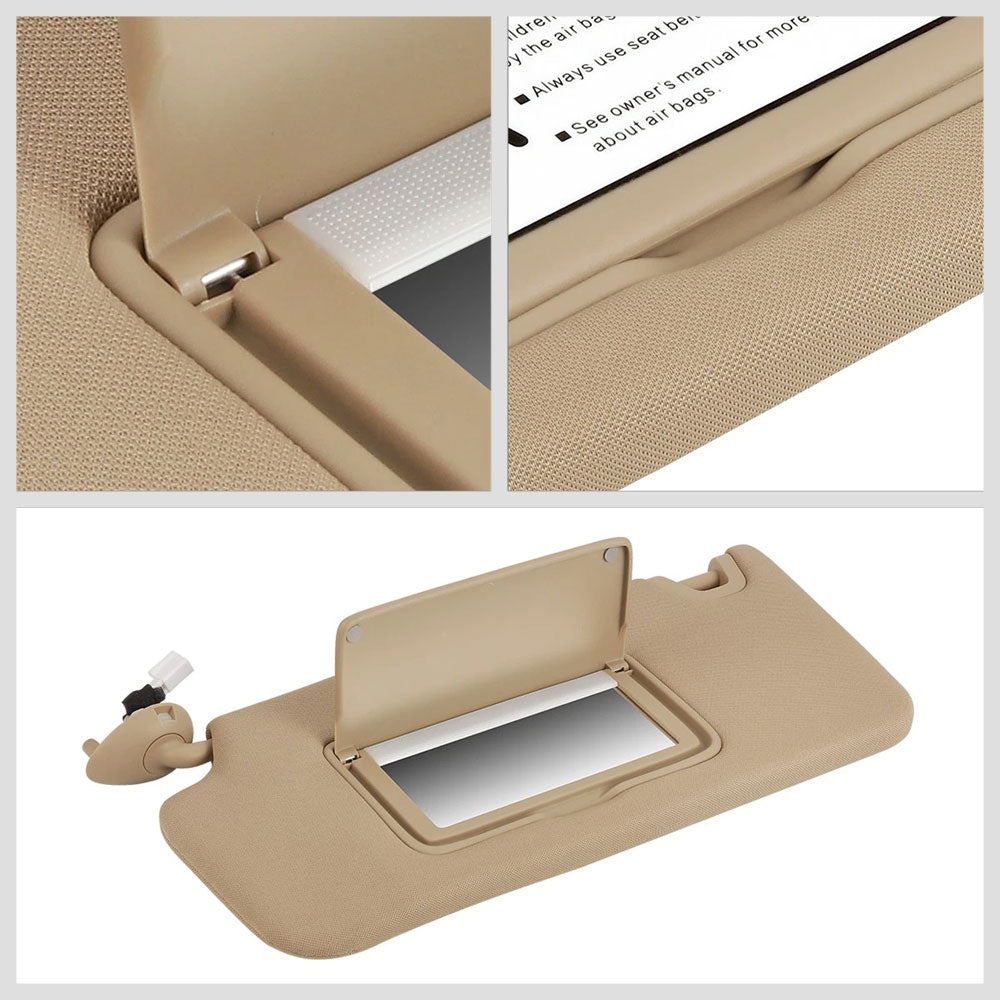 BFC-SVR-TY-0251 Drive Side (Left) Tan Sun Visor For 08-12 Honda Accord (CP1/2/3 CS1/2 8th Gen)