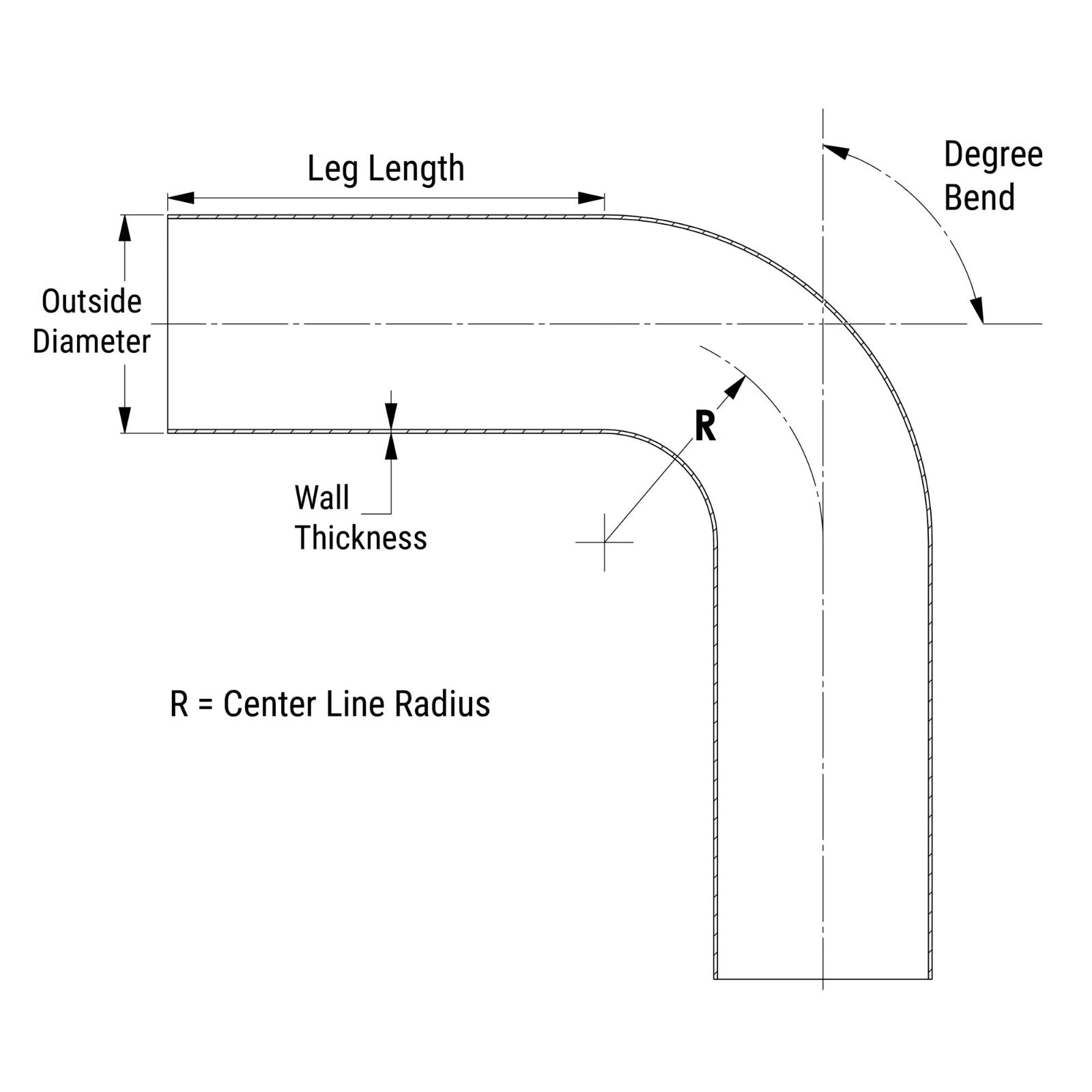 AT80-225-CLR-225 HPS 80 Degree Bend 2-1/4" (57mm) OD Aluminum 16Gauge Elbow Tubing Pipe 2-1/4"CLR
