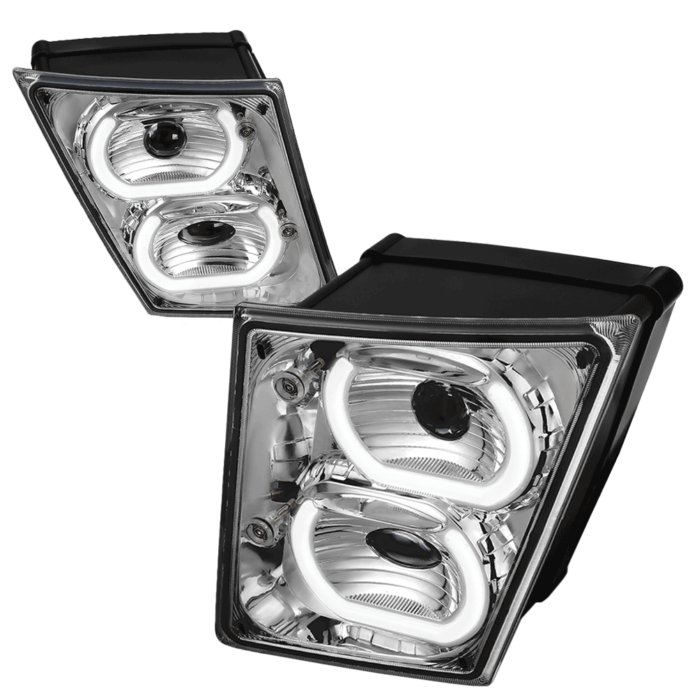 Chrome Housing LED Project Fog Light Lamp Dual Halo Ring DRL For 04-18 Volvo VN VNL Series