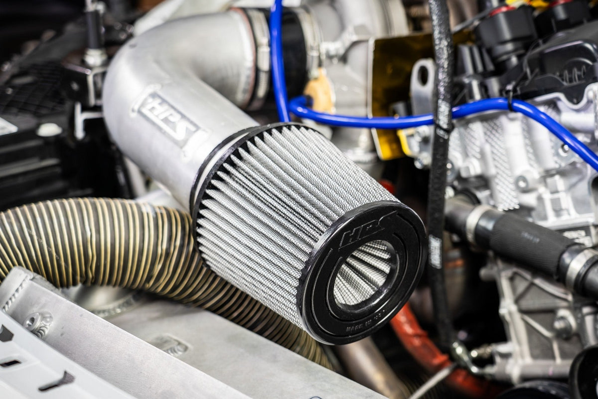 HPS-4343+9147 HPS 3.5" Round Open Top Dual Cone Air Filter+Sock Cover 6.5" L, 6" B, HPS-4343