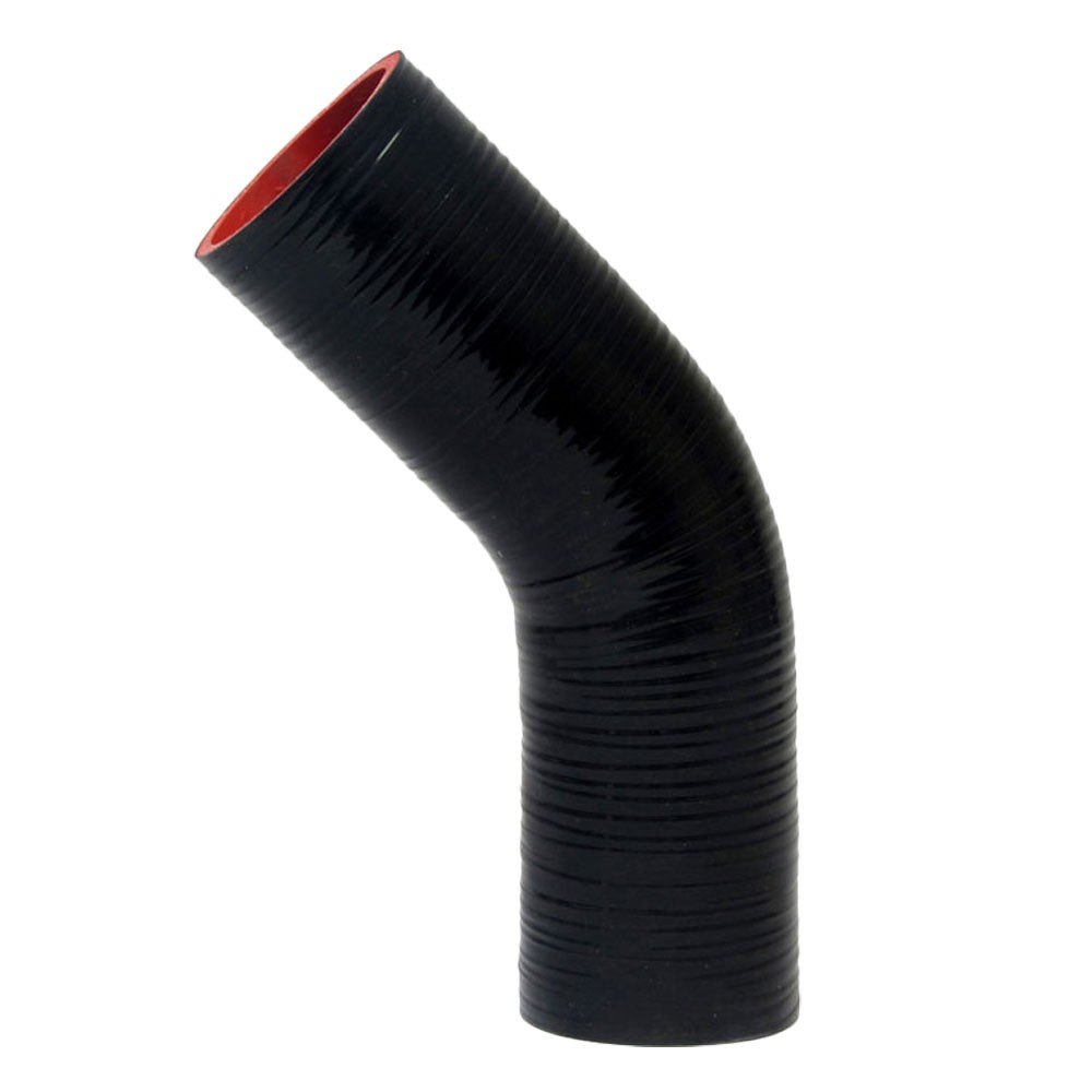 HTSEC45-175-BLK HPS 4" Black 1.75" (45mm) 4Ply Elbow Couple Silicone 45 Degree Coolant Hose