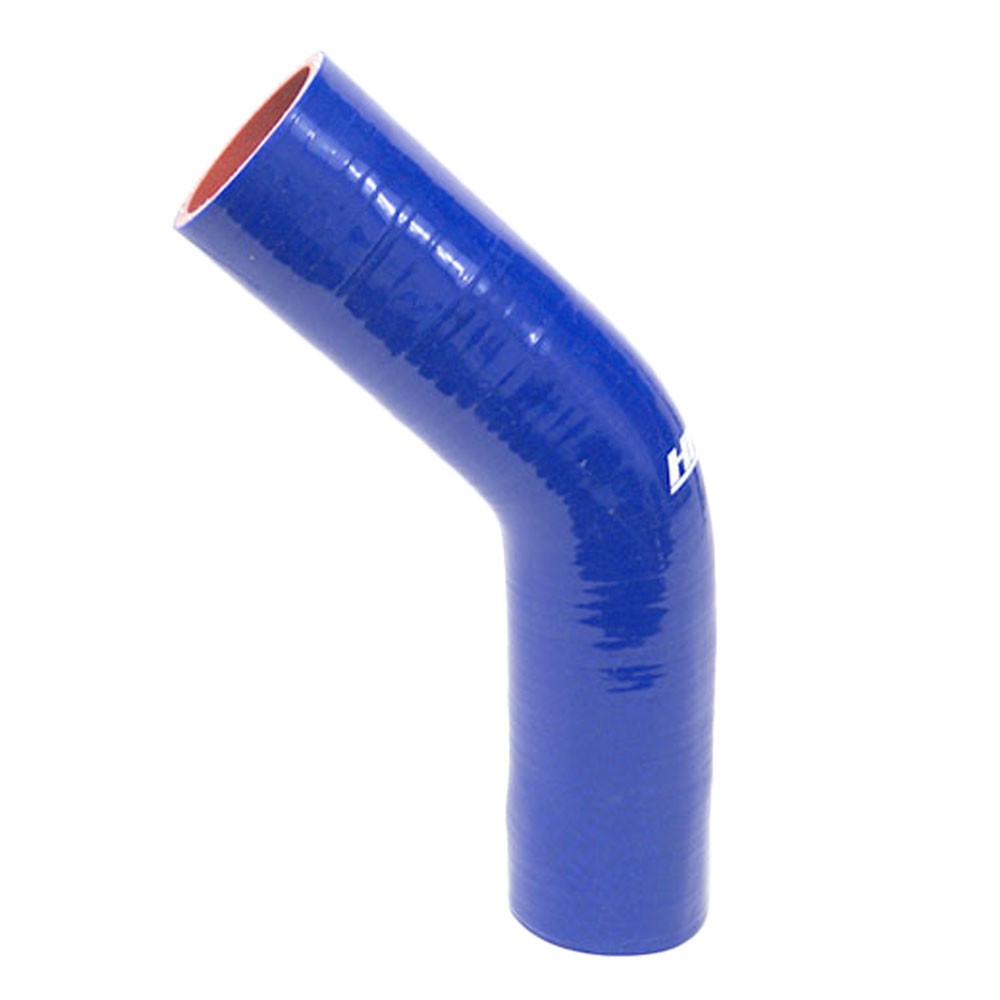 HTSEC45-025-BLUE HPS 2-1/2&quot; Blue 1/4&quot; (6.5mm) 4Ply Elbow Couple Silicone 45 Degree Coolant Hose